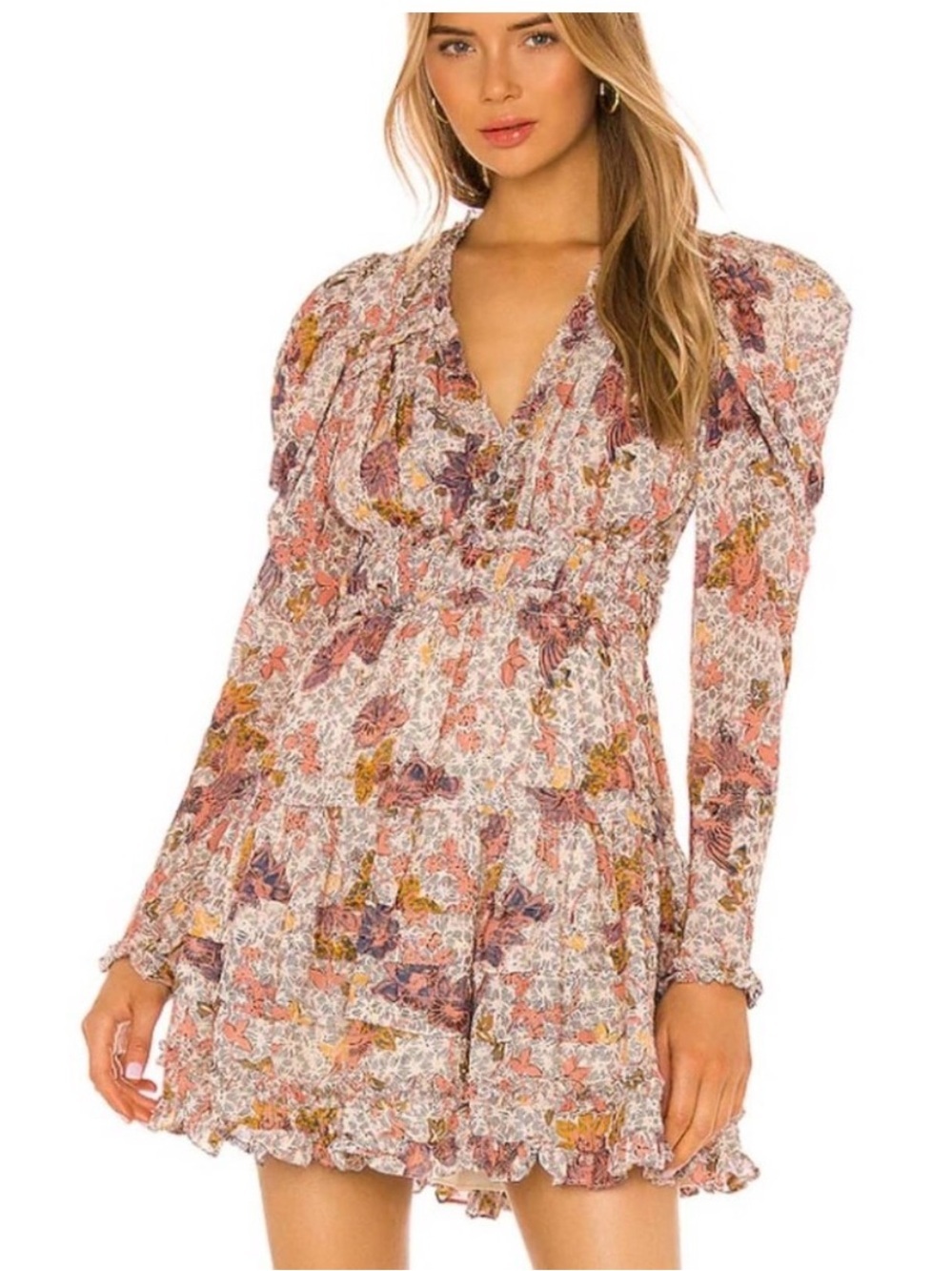 Ulla Johnson Julie Floral Mini Dress 6 Puff Sleeve Boho Feminine Garden Party